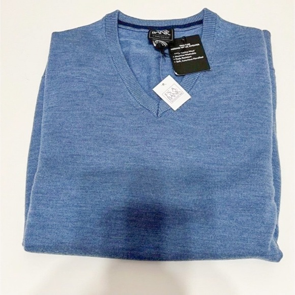 Jos A Bank NWT Sz XL Blue 70 Traveler Collection Merino Wool V-Neck Sweater - Picture 6 of 11